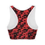 Black And Red Casino Card Pattern Print Women's Sports Bra