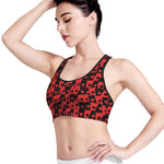 Black And Red Casino Card Pattern Print Women's Sports Bra