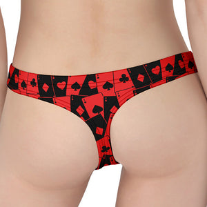 Black And Red Casino Card Pattern Print Women's Thong