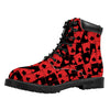 Black And Red Casino Card Pattern Print Work Boots