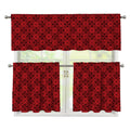 Black And Red Chinese Pattern Print 3 Piece Kitchen Curtains