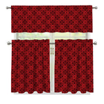 Black And Red Chinese Pattern Print 3 Piece Kitchen Curtains