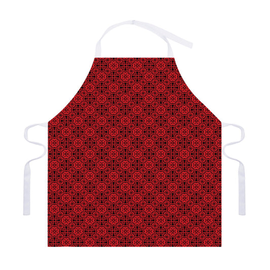 Black And Red Chinese Pattern Print Adjustable Apron