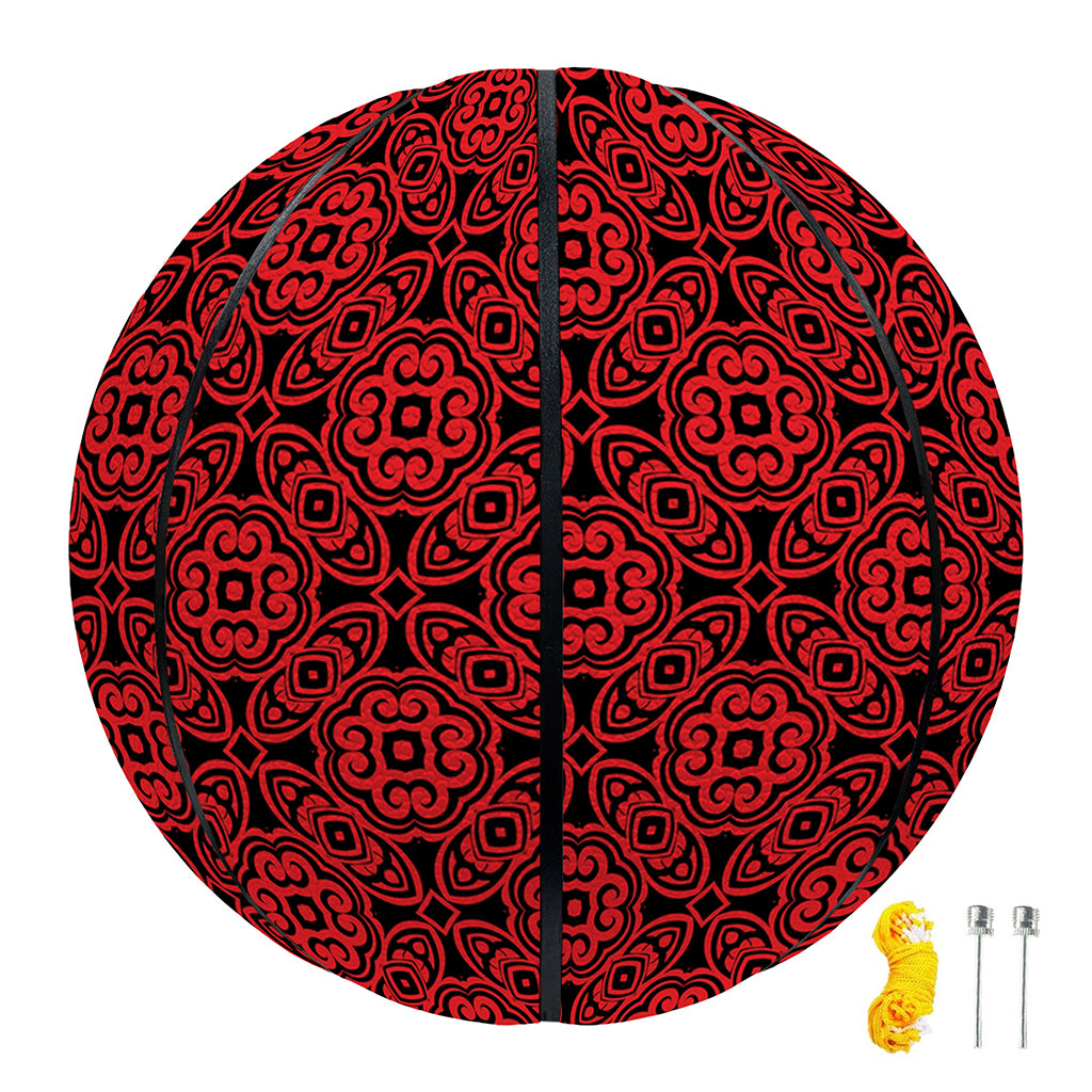 Black And Red Chinese Pattern Print Basketball