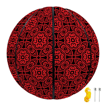 Black And Red Chinese Pattern Print Basketball