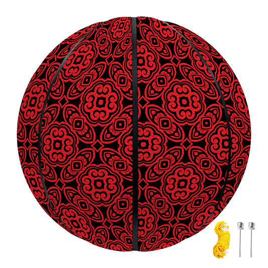 Black And Red Chinese Pattern Print Basketball