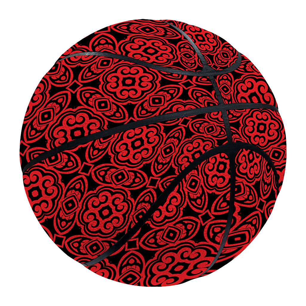 Black And Red Chinese Pattern Print Basketball