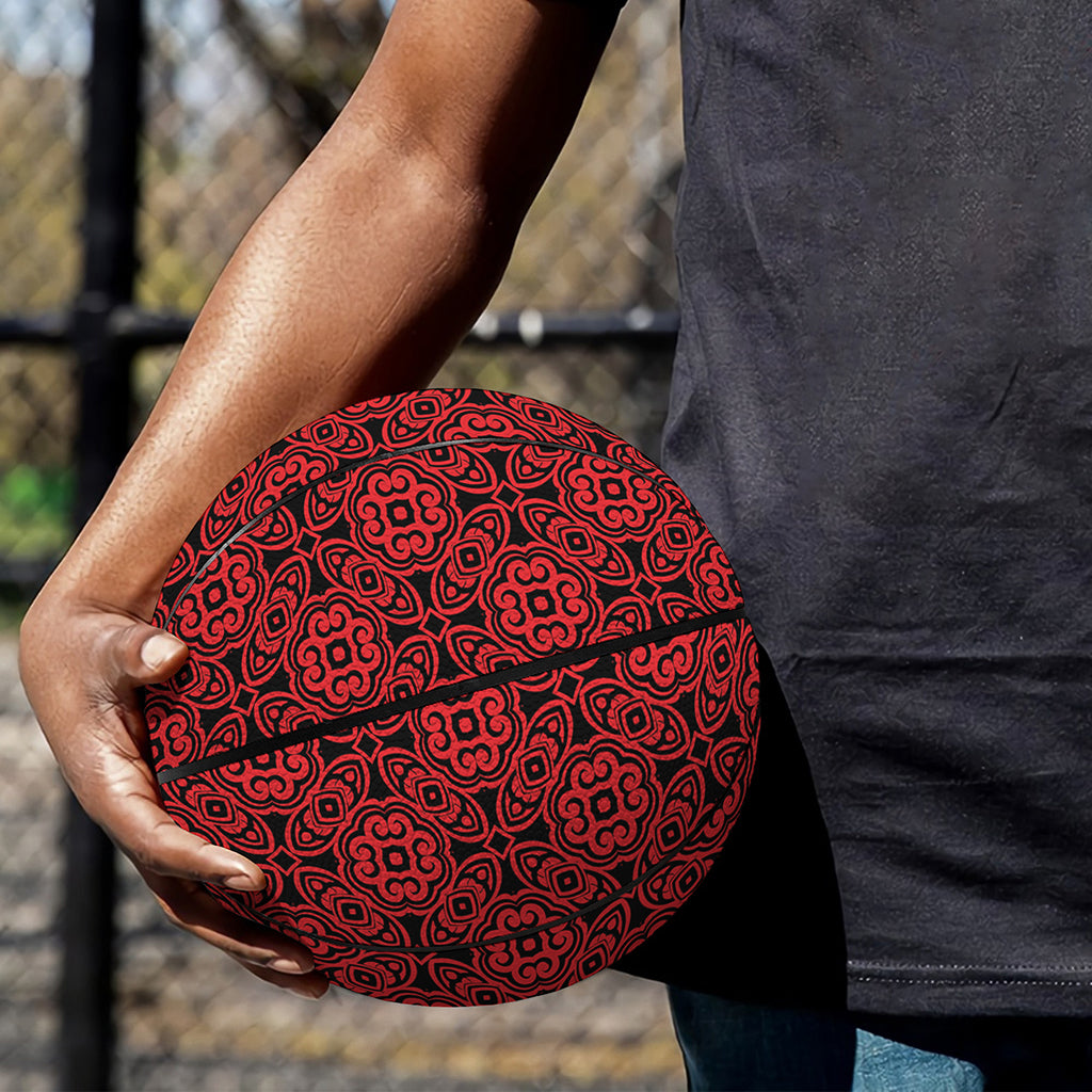 Black And Red Chinese Pattern Print Basketball