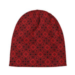 Black And Red Chinese Pattern Print Beanie