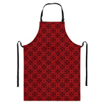 Black And Red Chinese Pattern Print Bib Apron With Pocket