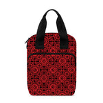 Black And Red Chinese Pattern Print Bible Tote Bag