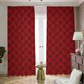 Black And Red Chinese Pattern Print Dimout Pencil Pleat Curtains