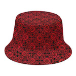 Black And Red Chinese Pattern Print Bucket Hat