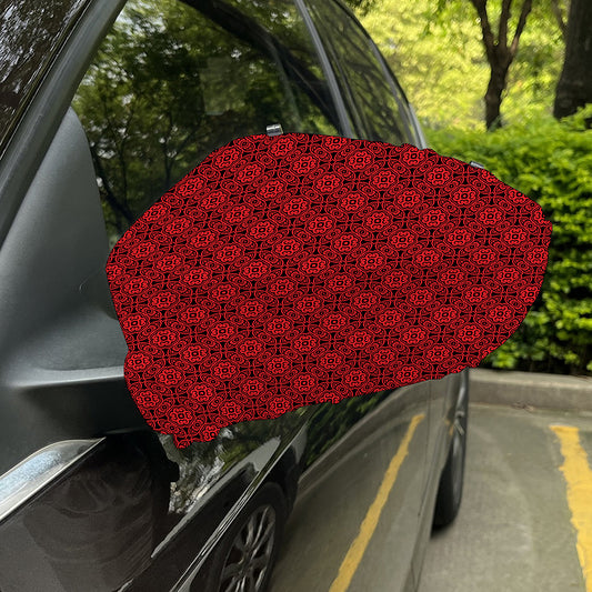 Black And Red Chinese Pattern Print Car Side Mirror Covers