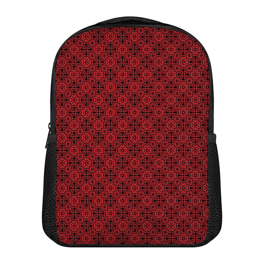 Black And Red Chinese Pattern Print Casual Backpack