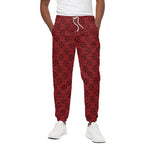 Black And Red Chinese Pattern Print Cotton Pants