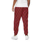 Black And Red Chinese Pattern Print Cotton Pants