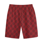 Black And Red Chinese Pattern Print Cotton Shorts