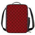 Black And Red Chinese Pattern Print Crossbody Lunch Bag