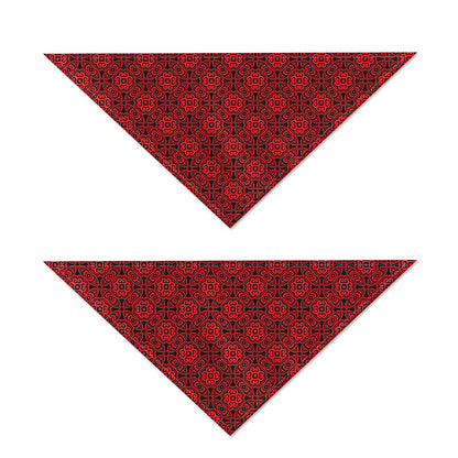 Black And Red Chinese Pattern Print Dog Bandana