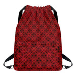 Black And Red Chinese Pattern Print Drawstring Backpack