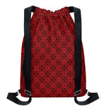 Black And Red Chinese Pattern Print Drawstring Backpack