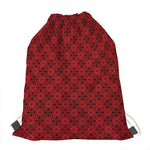 Black And Red Chinese Pattern Print Drawstring Bag