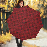 Black And Red Chinese Pattern Print Foldable Umbrella