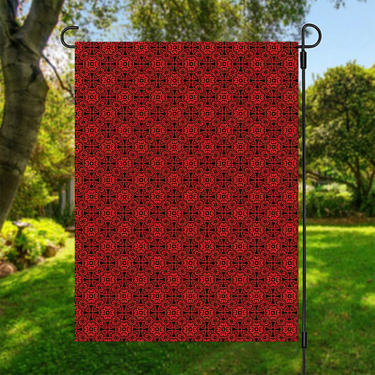 Black And Red Chinese Pattern Print Garden Flag