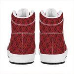 Black And Red Chinese Pattern Print High Top Leather Sneakers