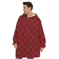 Black And Red Chinese Pattern Print Hoodie Blanket