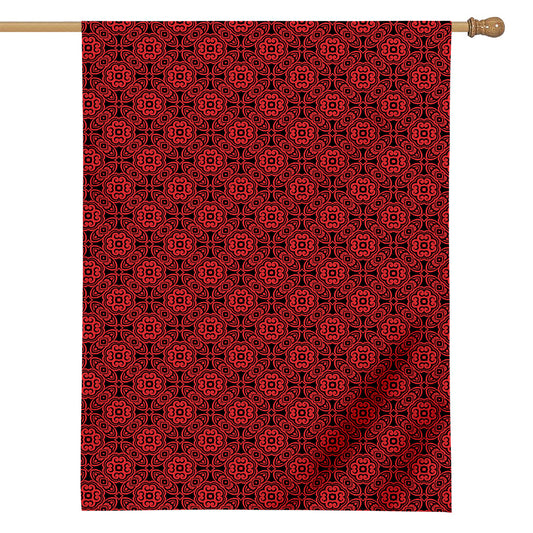 Black And Red Chinese Pattern Print House Flag