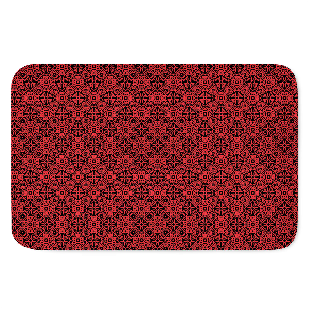 Black And Red Chinese Pattern Print Indoor Door Mat