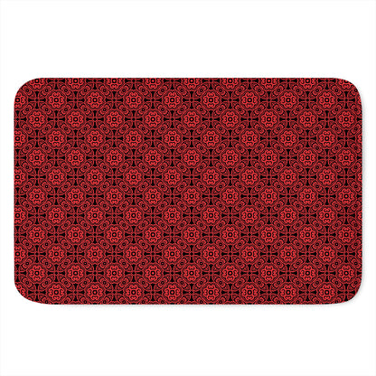 Black And Red Chinese Pattern Print Indoor Door Mat