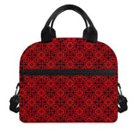 Black And Red Chinese Pattern Print Insulated Lunch Bag