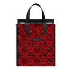 Black And Red Chinese Pattern Print Insulated Lunch Tote