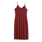 Black And Red Chinese Pattern Print Jersey Midi Cami Dress