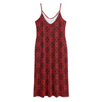 Black And Red Chinese Pattern Print Jersey Midi Cami Dress
