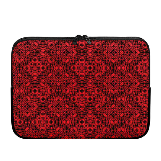 Black And Red Chinese Pattern Print Laptop Sleeve