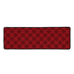 Black And Red Chinese Pattern Print Long Kitchen Mat