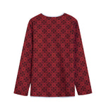 Black And Red Chinese Pattern Print Long Sleeve Short Coat