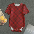 Black And Red Chinese Pattern Print Men's Bodysuit
