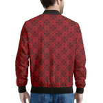 Black And Red Chinese Pattern Print Men's Bomber Jacket