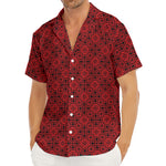 Black And Red Chinese Pattern Print Men's Deep V-Neck Shirt
