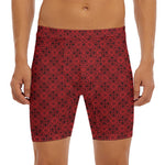 Black And Red Chinese Pattern Print Men's Long Boxer Briefs