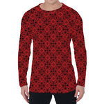 Black And Red Chinese Pattern Print Men's Long Sleeve T-Shirt