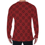 Black And Red Chinese Pattern Print Men's Long Sleeve T-Shirt
