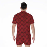 Black And Red Chinese Pattern Print Men's Rompers