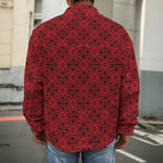 Black And Red Chinese Pattern Print Men's Shirt Jacket