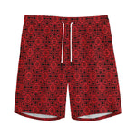 Black And Red Chinese Pattern Print Men's Sports Shorts